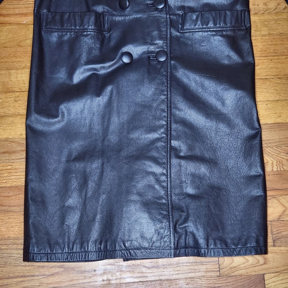 Vintage G3 GIII Leather Trench Coat Jacket Womens Medium 90s 80s Pockets - Picture 7 of 11